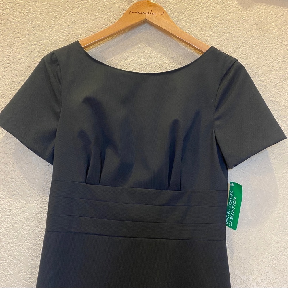 United Colors of Benetton black dress new with‎ tags Small empire waist career - Picture 2 of 6